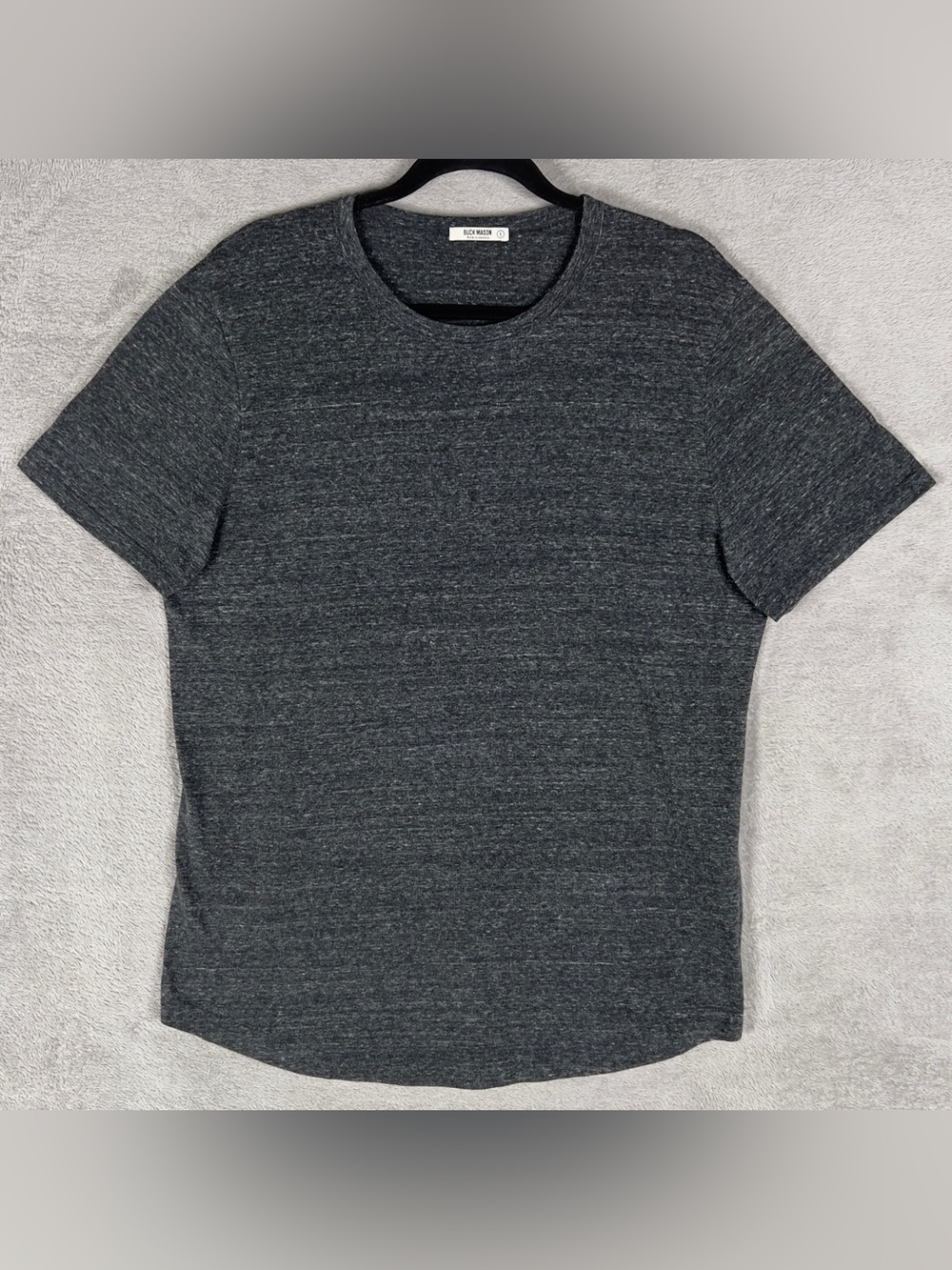 Buck Mason Slub Curved Hem T-Shirt Men's Large Charcoal Short Sleeve USA Made
